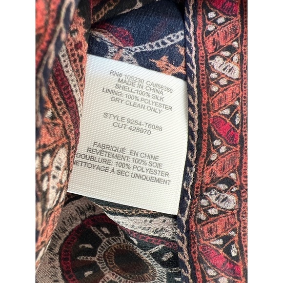 Joie silk flowy boho bohemian top peplum navy blue burgundy - Size M - Picture 2 of 4